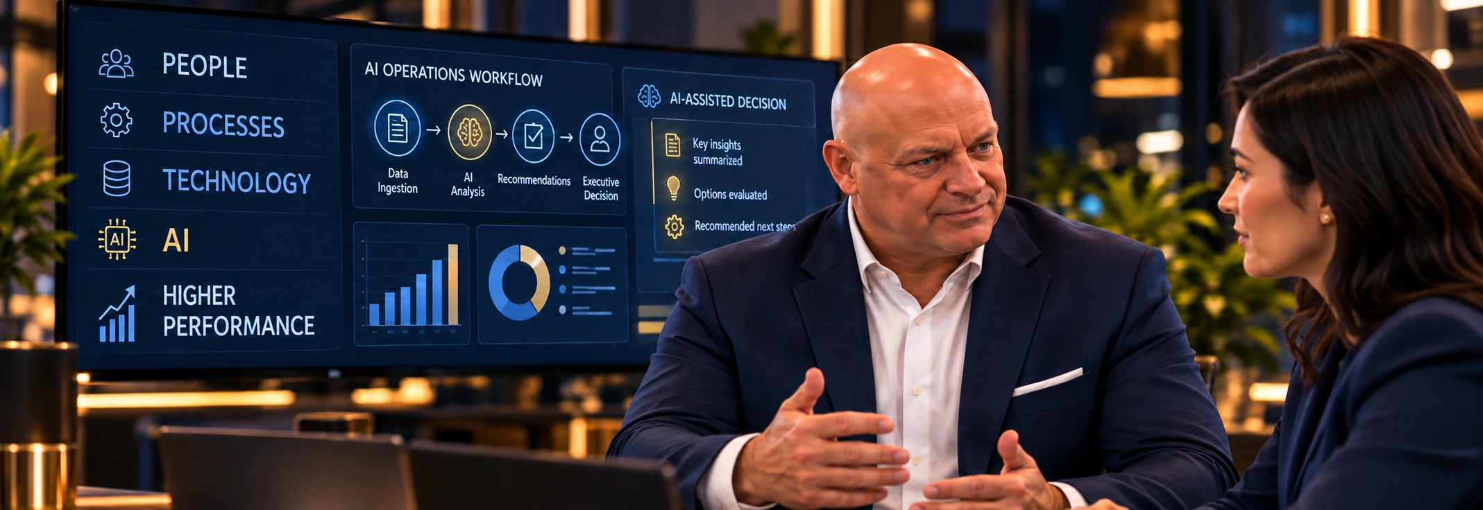 Illustrative Transformation & AI Innovation scene